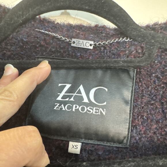 ZAC ZAC POSEN Camilla Cocoon Wrap Coat Women M Purple Natural Fibers Winter XS - Picture 4 of 16